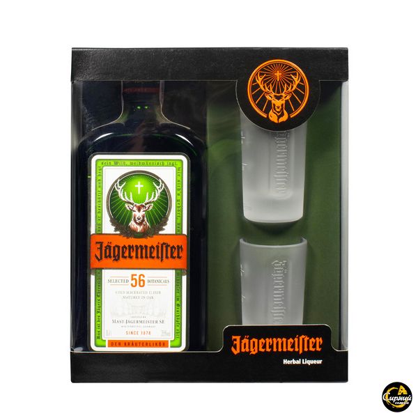 Лікер Jagermeister 0,7 л + 2 чарки скляні 22223331 фото