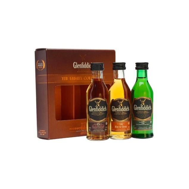 Виски Glenfiddich набор 3 бутылки 12/15/18 лет по 0,05 л 40%