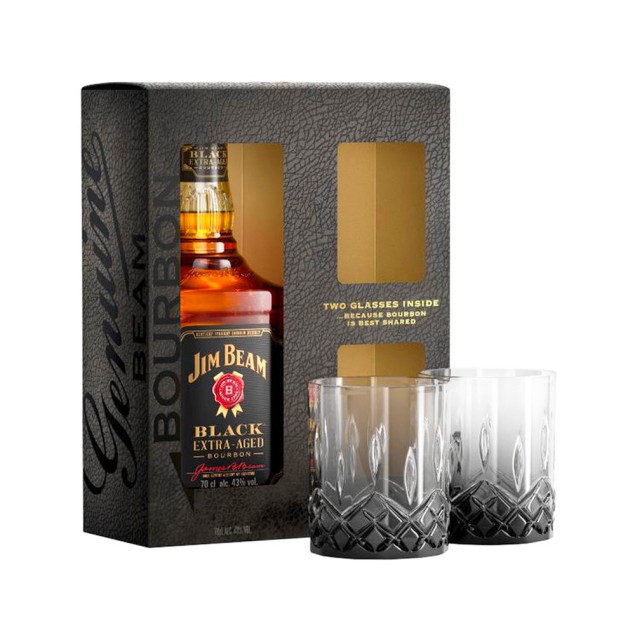 Виски Jim Beam bourbon black 0,7л +2 бокала