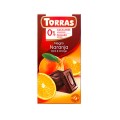 Шоколад Torras чёрный 0% сахара с апельсином 75г