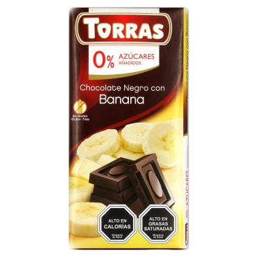 Шоколад Torras чорний 0% цукру банан 75 г