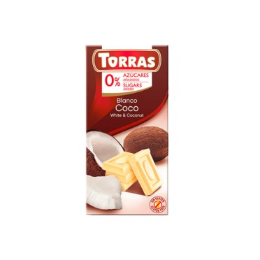 Шоколад белый Torras 0% сахара кокос  75 г