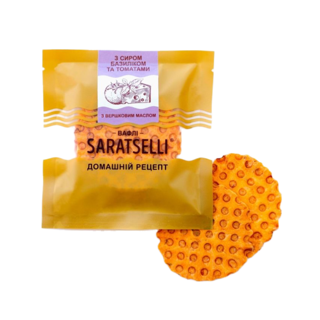 Вафли Saratselli с сыром, базиликом и томатами 55 г.